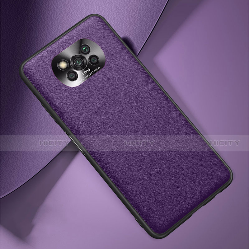 Coque Luxe Cuir Housse Etui pour Xiaomi Poco X3 Violet Plus