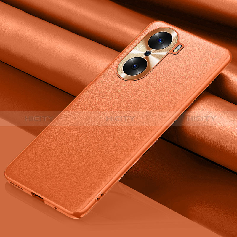 Coque Luxe Cuir Housse Etui QK1 pour Huawei Honor 60 5G Orange Plus