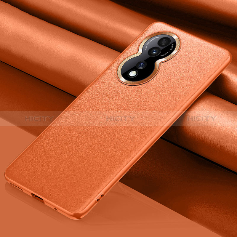 Coque Luxe Cuir Housse Etui QK1 pour Huawei Honor 80 5G Orange Plus