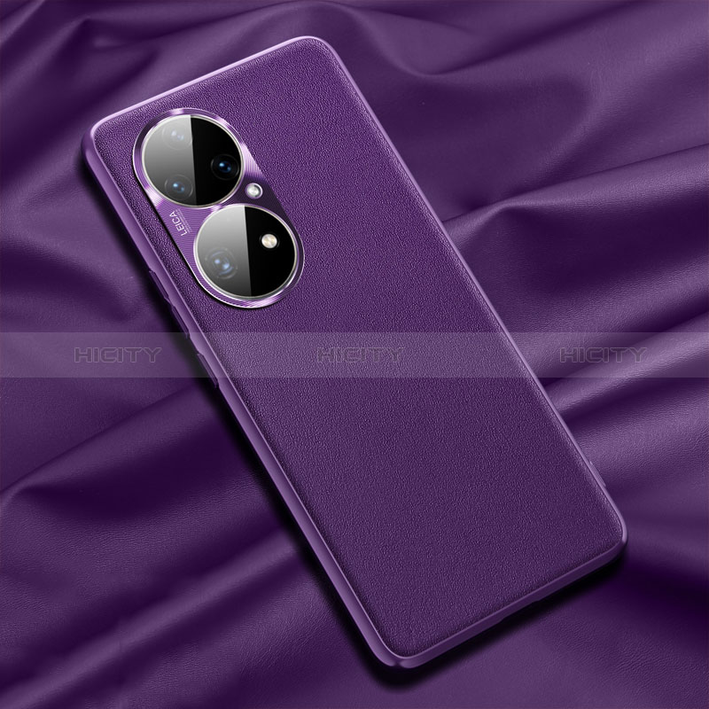 Coque Luxe Cuir Housse Etui QK1 pour Huawei P50 Pro Violet Plus