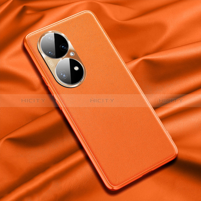 Coque Luxe Cuir Housse Etui QK1 pour Huawei P50e Orange Plus