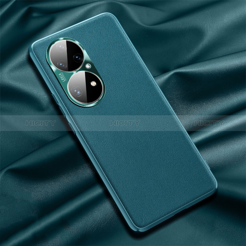 Coque Luxe Cuir Housse Etui QK1 pour Huawei P50e Vert Plus