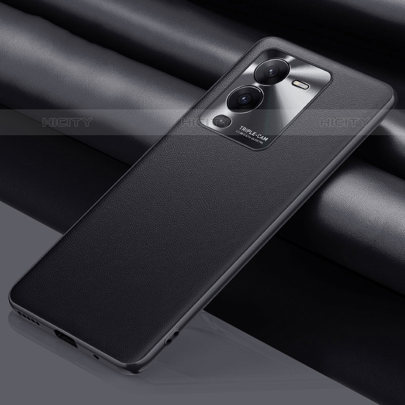 Coque Luxe Cuir Housse Etui QK1 pour Vivo V25 Pro 5G Noir Plus