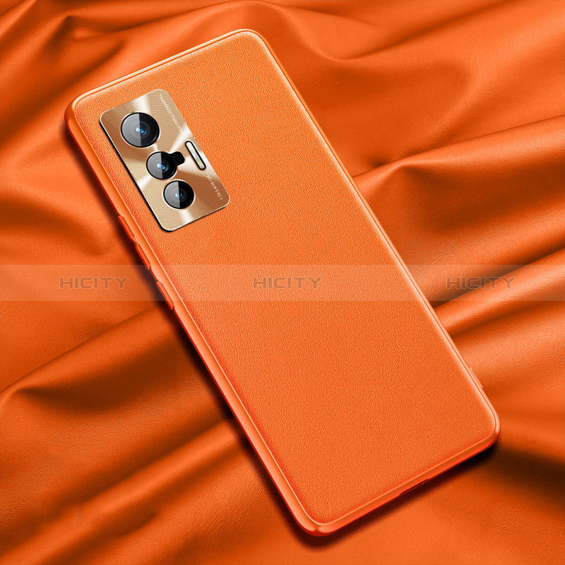 Coque Luxe Cuir Housse Etui QK1 pour Vivo X70t Orange Plus