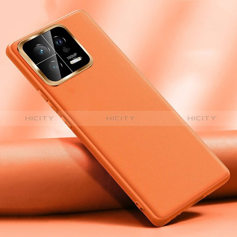 Coque Luxe Cuir Housse Etui QK1 pour Xiaomi Mi 13 5G Orange Plus