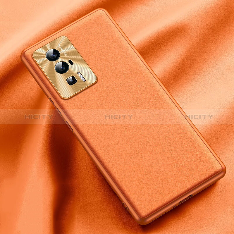 Coque Luxe Cuir Housse Etui QK1 pour Xiaomi Poco F5 Pro 5G Orange Plus