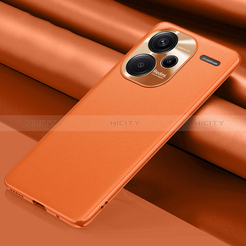 Coque Luxe Cuir Housse Etui QK1 pour Xiaomi Redmi Note 13 Pro+ Plus 5G Orange Plus