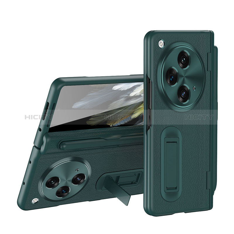 Coque Luxe Cuir Housse Etui QK2 pour OnePlus Open 5G Vert Plus