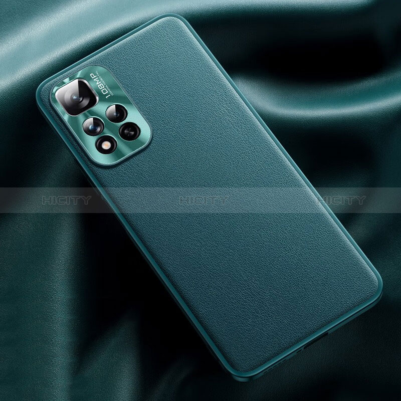 Coque Luxe Cuir Housse Etui QK2 pour Xiaomi Redmi Note 11 Pro+ Plus 5G Cyan Plus