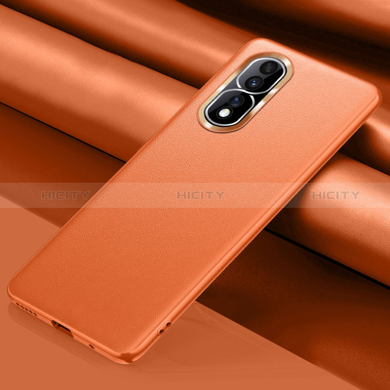 Coque Luxe Cuir Housse Etui QK4 pour Huawei Honor 80 Pro 5G Orange Plus