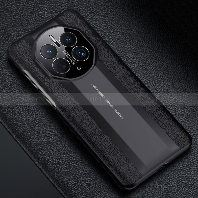 Coque Luxe Cuir Housse Etui QK4 pour Huawei Mate 50 Pro Noir Plus