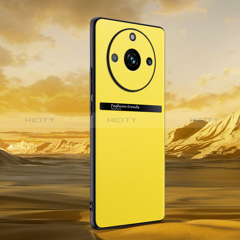 Coque Luxe Cuir Housse Etui QK4 pour Realme 11 Pro 5G Jaune Plus