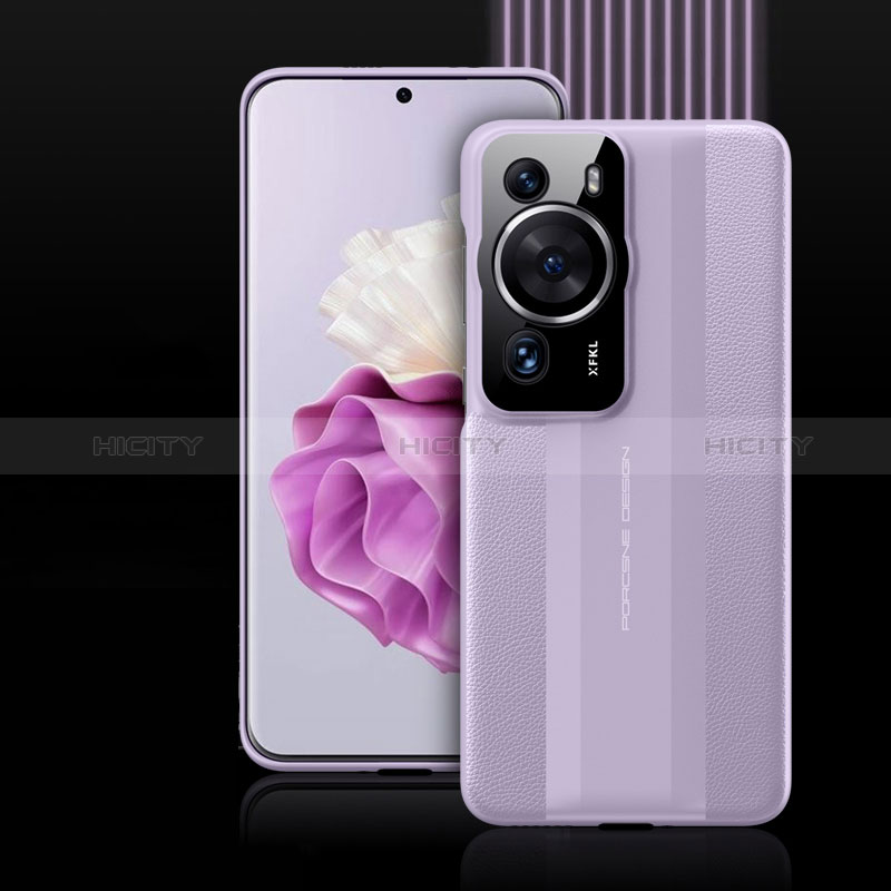 Coque Luxe Cuir Housse Etui QK5 pour Huawei P60 Pro Violet Plus