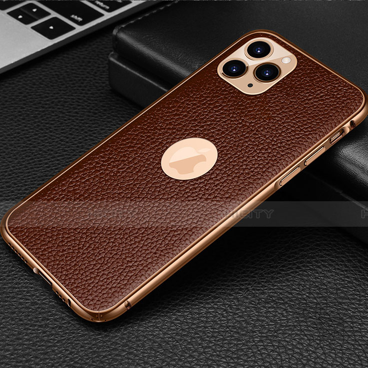 Coque Luxe Cuir Housse Etui R01 pour Apple iPhone 11 Pro Max Marron Plus