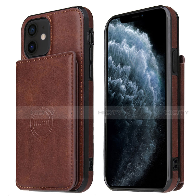 Coque Luxe Cuir Housse Etui R01 pour Apple iPhone 12 Mini Marron Plus