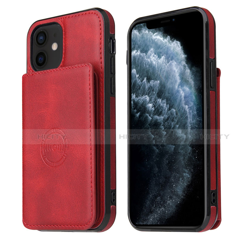 Coque Luxe Cuir Housse Etui R01 pour Apple iPhone 12 Mini Rouge Plus