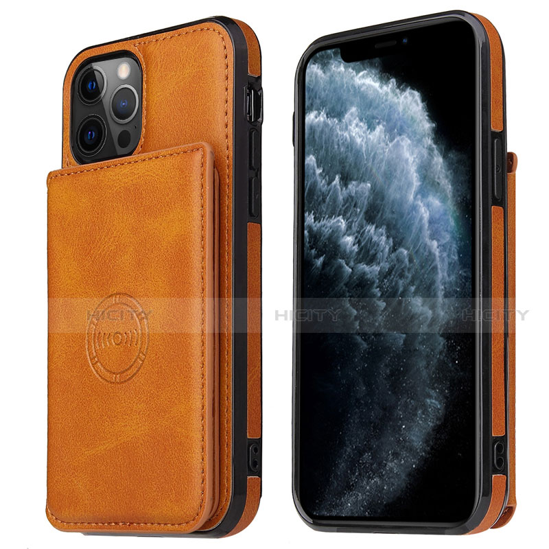 Coque Luxe Cuir Housse Etui R01 pour Apple iPhone 12 Pro Max Orange Plus