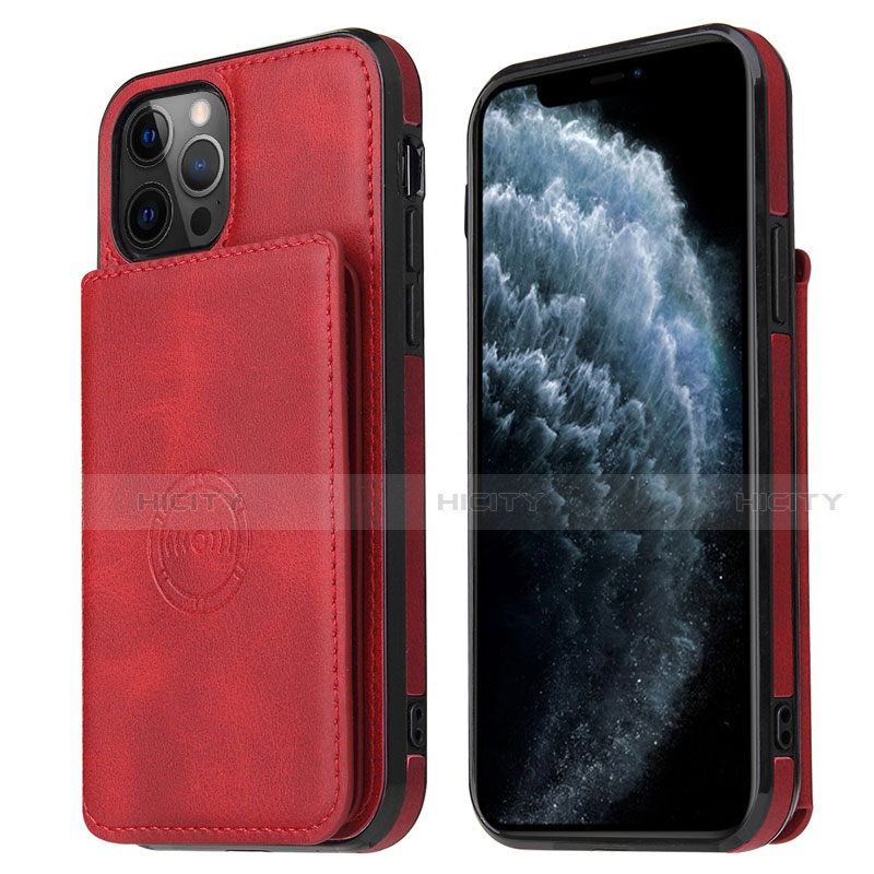 Coque Luxe Cuir Housse Etui R01 pour Apple iPhone 12 Pro Rouge Plus