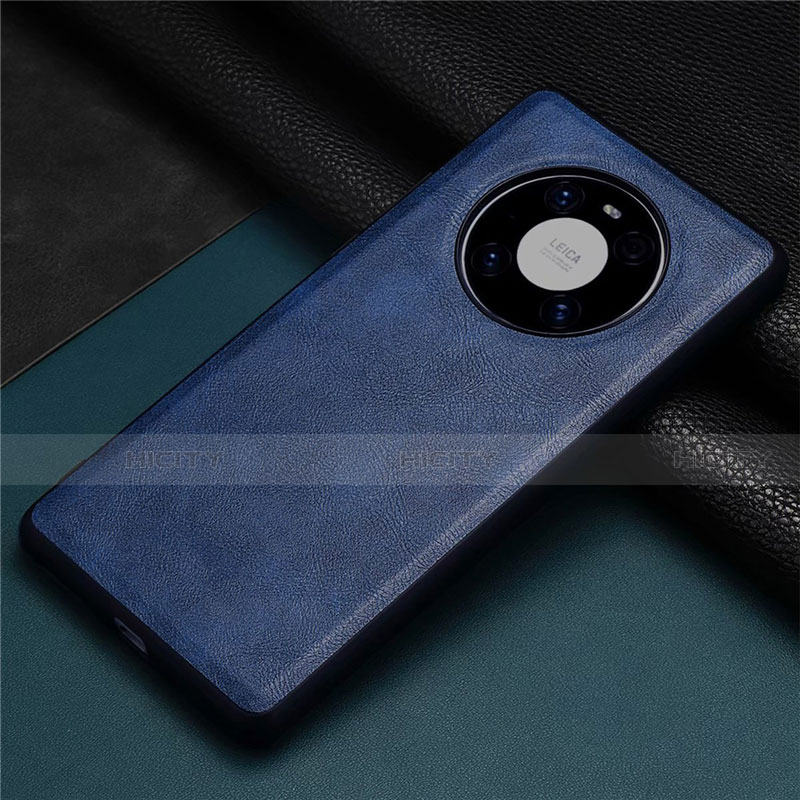 Coque Luxe Cuir Housse Etui R01 pour Huawei Mate 40 Bleu Plus