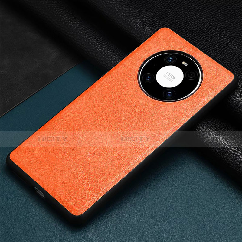 Coque Luxe Cuir Housse Etui R01 pour Huawei Mate 40 Orange Plus