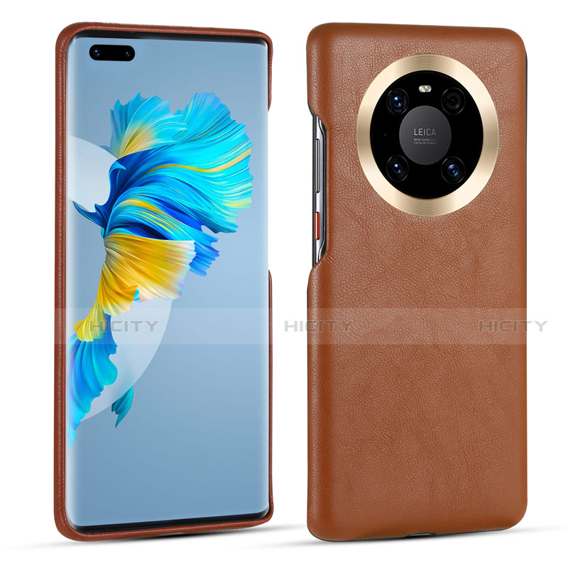 Coque Luxe Cuir Housse Etui R01 pour Huawei Mate 40 Pro Marron Plus