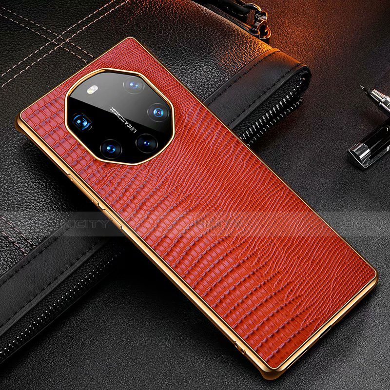 Coque Luxe Cuir Housse Etui R01 pour Huawei Mate 40 RS Rouge Plus