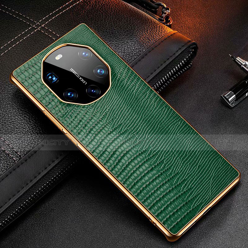 Coque Luxe Cuir Housse Etui R01 pour Huawei Mate 40 RS Vert Plus