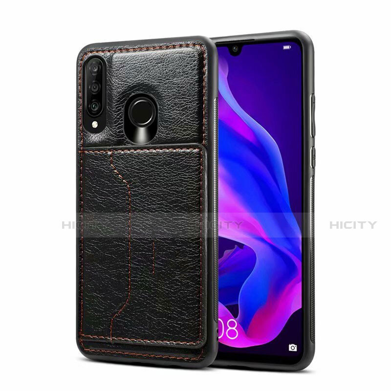 Coque Luxe Cuir Housse Etui R01 pour Huawei Nova 4e Noir Plus