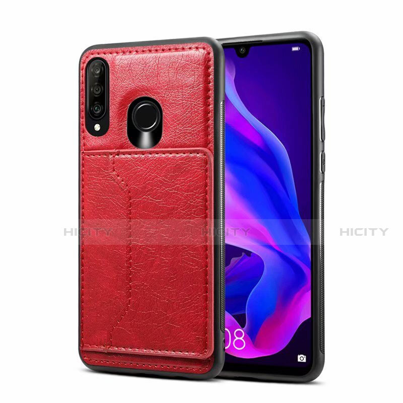 Coque Luxe Cuir Housse Etui R01 pour Huawei Nova 4e Rouge Plus