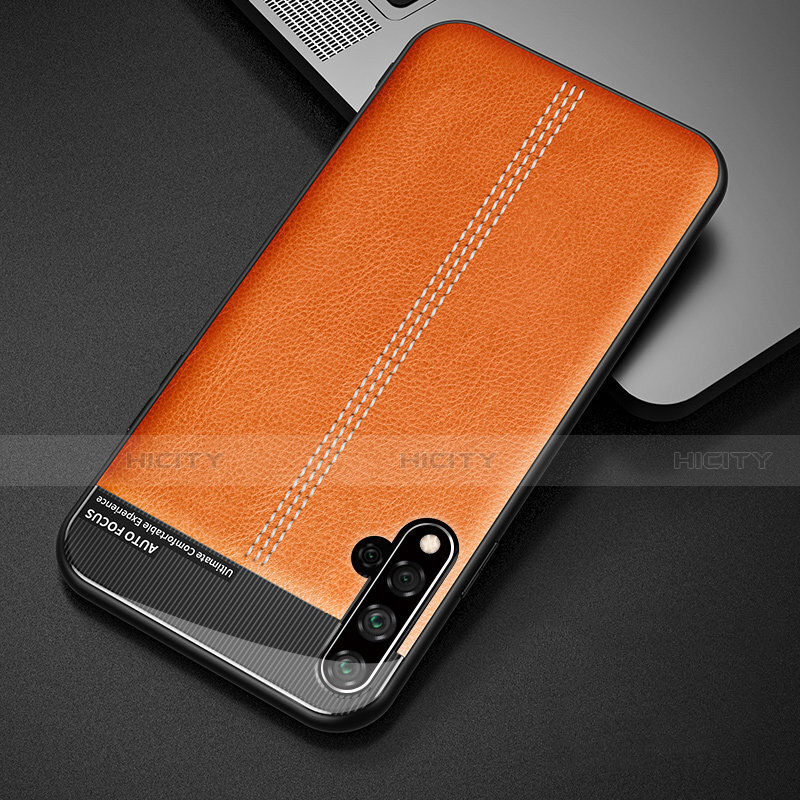 Coque Luxe Cuir Housse Etui R01 pour Huawei Nova 5 Orange Plus