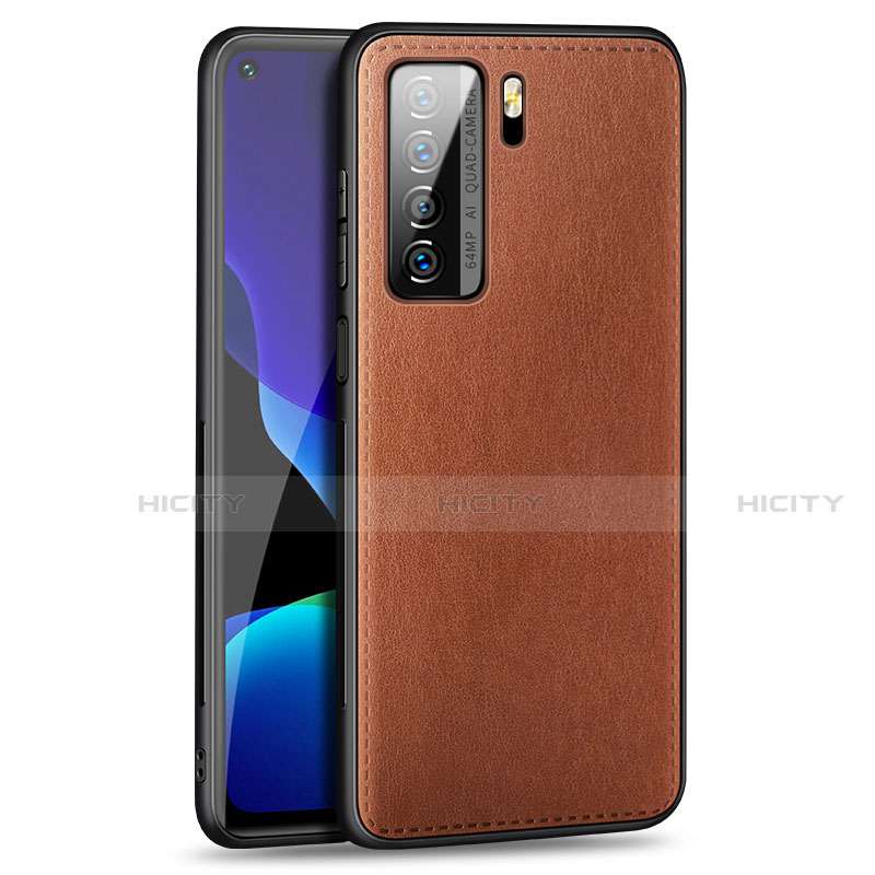 Coque Luxe Cuir Housse Etui R01 pour Huawei P40 Lite 5G Marron Plus