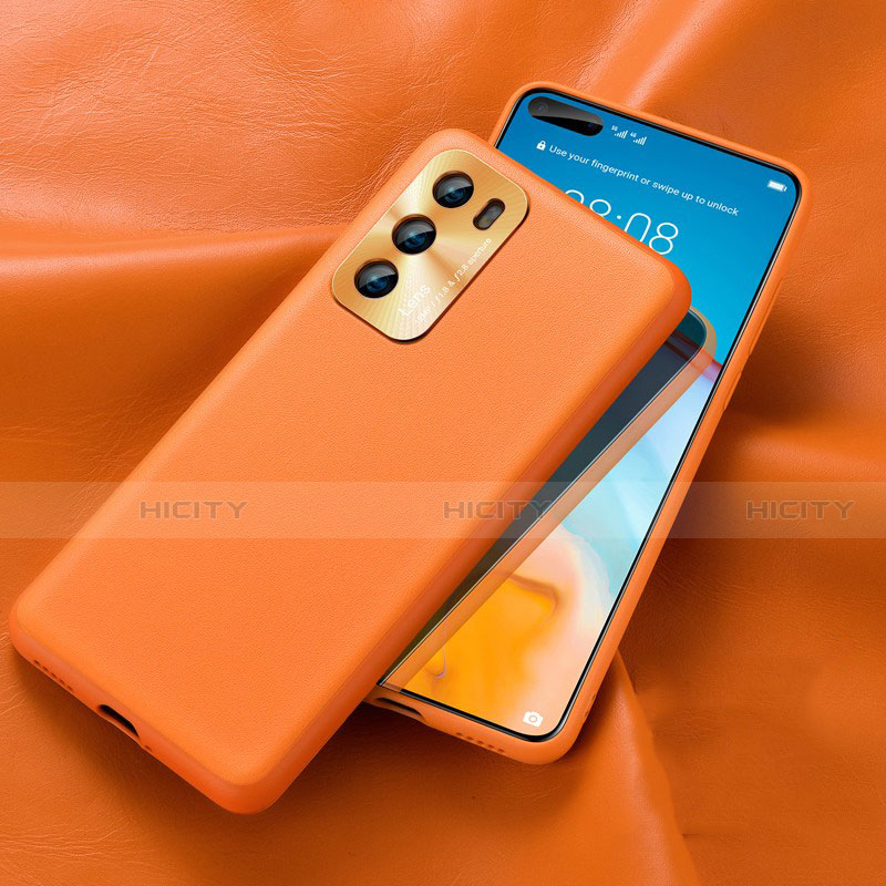 Coque Luxe Cuir Housse Etui R01 pour Huawei P40 Orange Plus