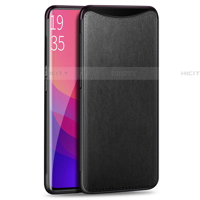 Coque Luxe Cuir Housse Etui R01 pour Oppo Find X Noir Plus