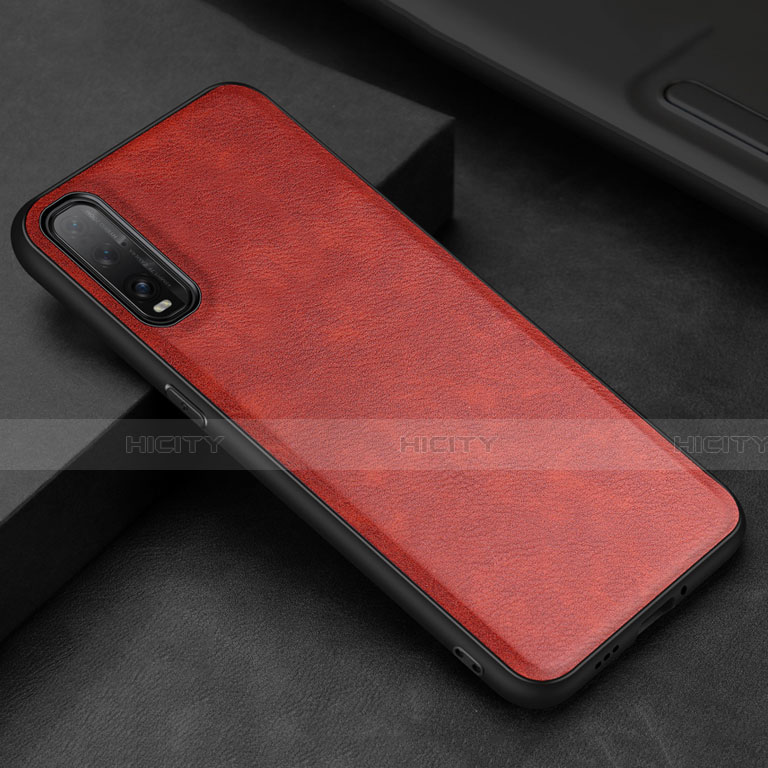 Coque Luxe Cuir Housse Etui R01 pour Oppo Find X2 Rouge Plus