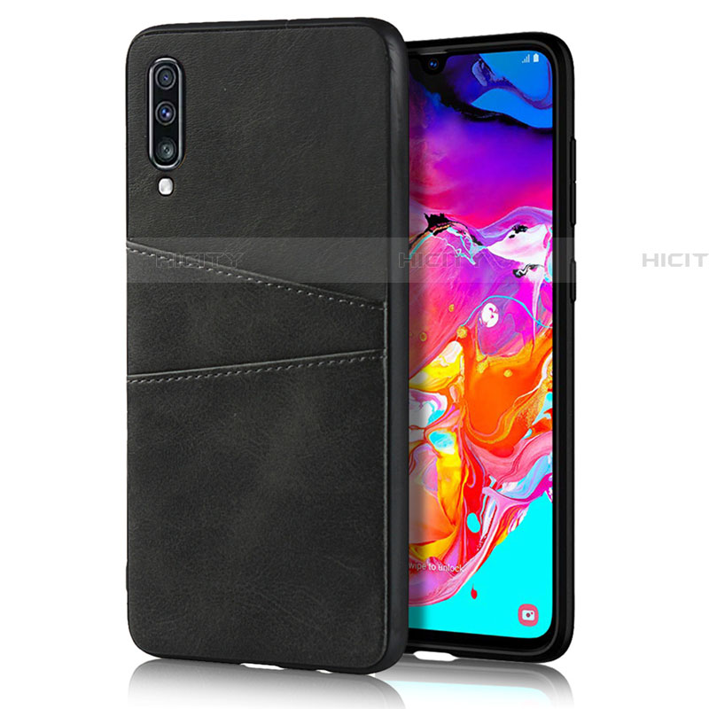 Coque Luxe Cuir Housse Etui R01 pour Samsung Galaxy A70 Noir Plus