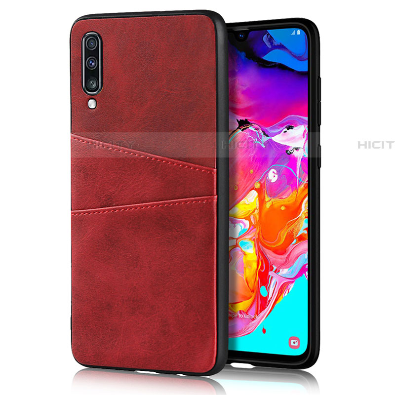 Coque Luxe Cuir Housse Etui R01 pour Samsung Galaxy A70S Rouge Plus