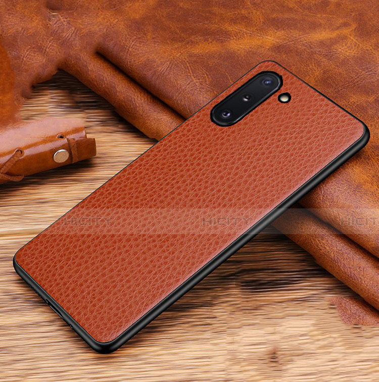 Coque Luxe Cuir Housse Etui R01 pour Samsung Galaxy Note 10 5G Marron Plus