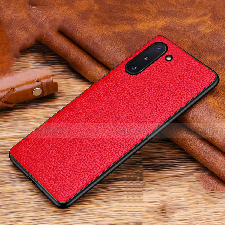 Coque Luxe Cuir Housse Etui R01 pour Samsung Galaxy Note 10 5G Rouge Plus