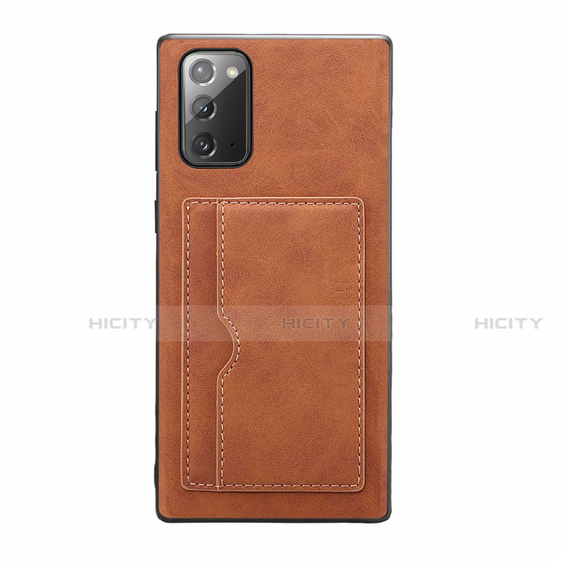 Coque Luxe Cuir Housse Etui R01 pour Samsung Galaxy Note 20 5G Marron Plus