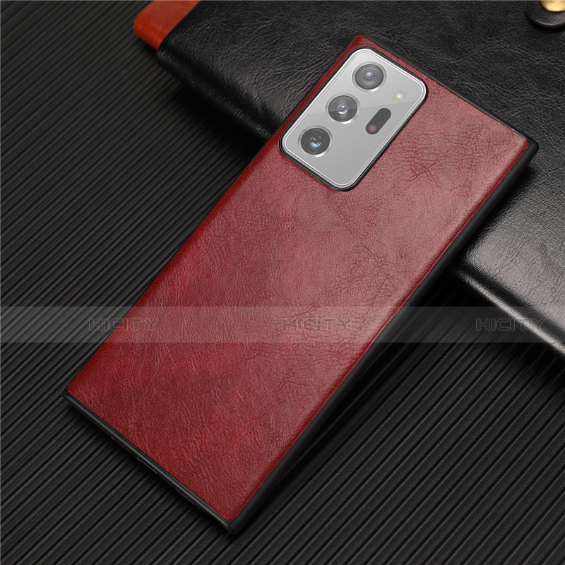 Coque Luxe Cuir Housse Etui R01 pour Samsung Galaxy Note 20 Ultra 5G Rouge Plus