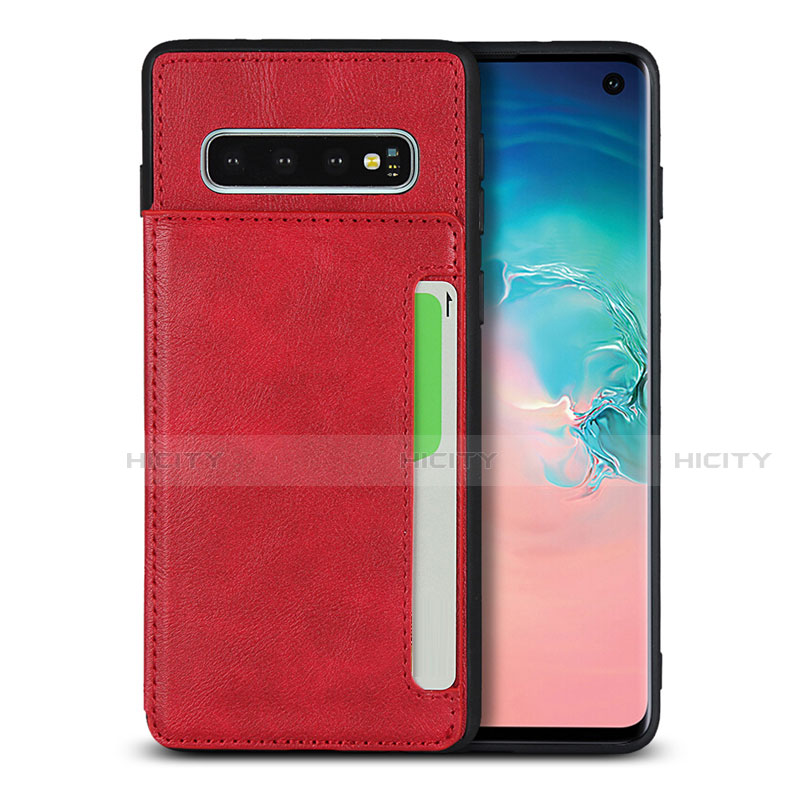 Coque Luxe Cuir Housse Etui R01 pour Samsung Galaxy S10 5G Rouge Plus