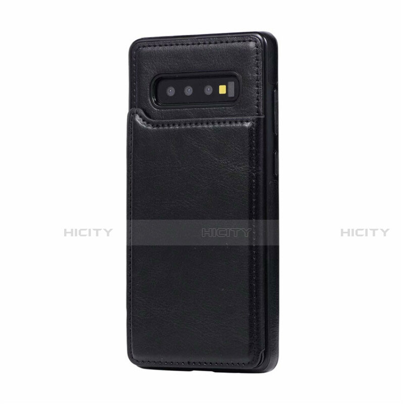 Coque Luxe Cuir Housse Etui R01 pour Samsung Galaxy S10 Plus Noir Plus