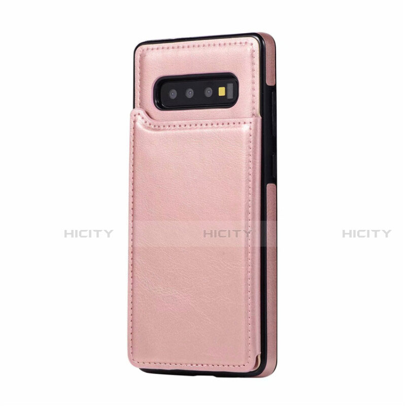 Coque Luxe Cuir Housse Etui R01 pour Samsung Galaxy S10 Plus Or Rose Plus