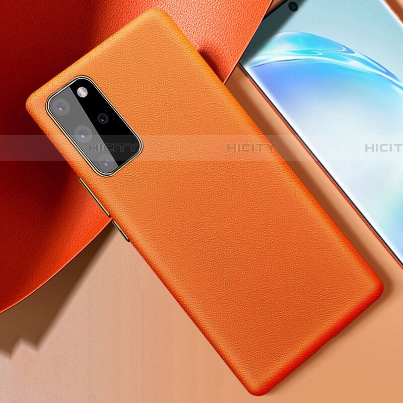 Coque Luxe Cuir Housse Etui R01 pour Samsung Galaxy S20 Plus Orange Plus