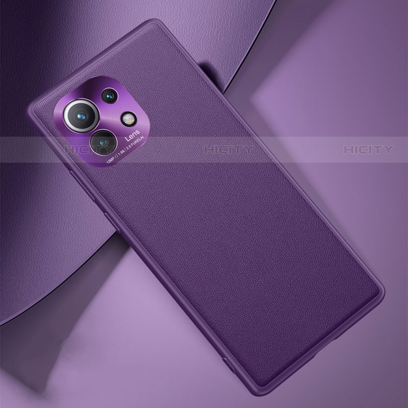 Coque Luxe Cuir Housse Etui R01 pour Xiaomi Mi 11 5G Violet Plus