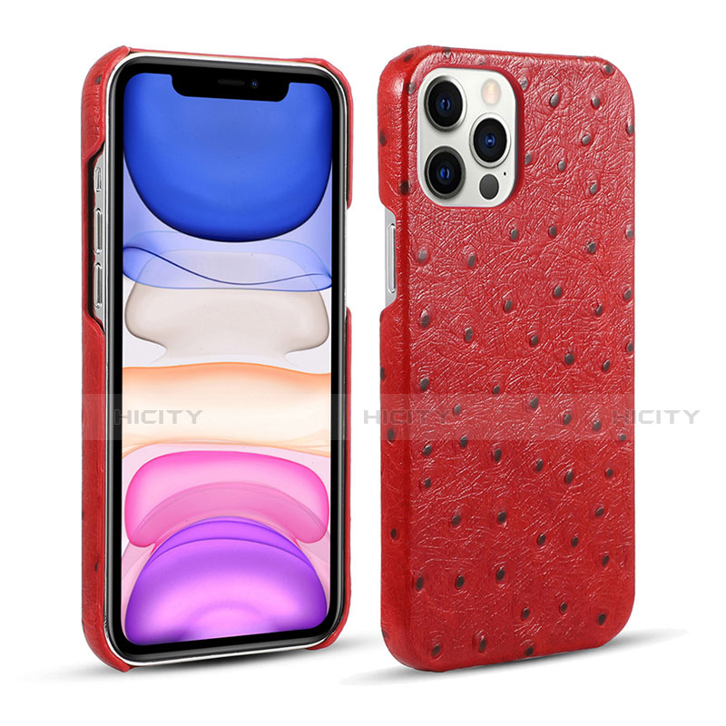 Coque Luxe Cuir Housse Etui R02 pour Apple iPhone 12 Pro Max Rouge Plus