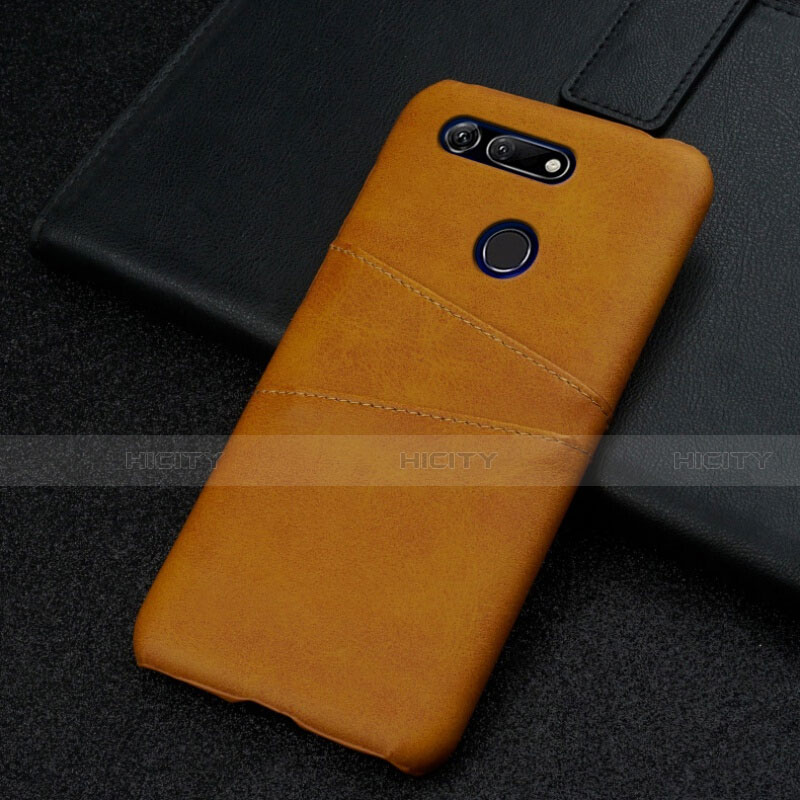 Coque Luxe Cuir Housse Etui R02 pour Huawei Honor View 20 Orange Plus