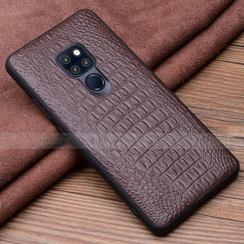 Coque Luxe Cuir Housse Etui R02 pour Huawei Mate 20 Marron Plus