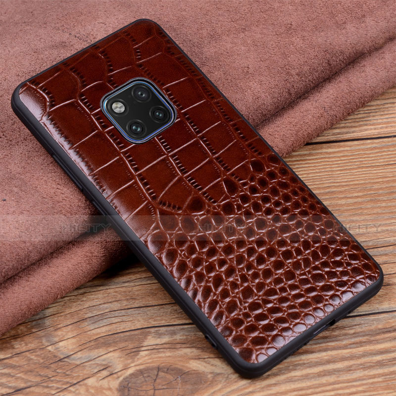 Coque Luxe Cuir Housse Etui R02 pour Huawei Mate 20 Pro Marron Plus