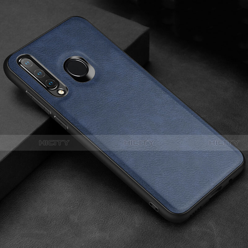 Coque Luxe Cuir Housse Etui R02 pour Huawei Nova 4e Bleu Plus